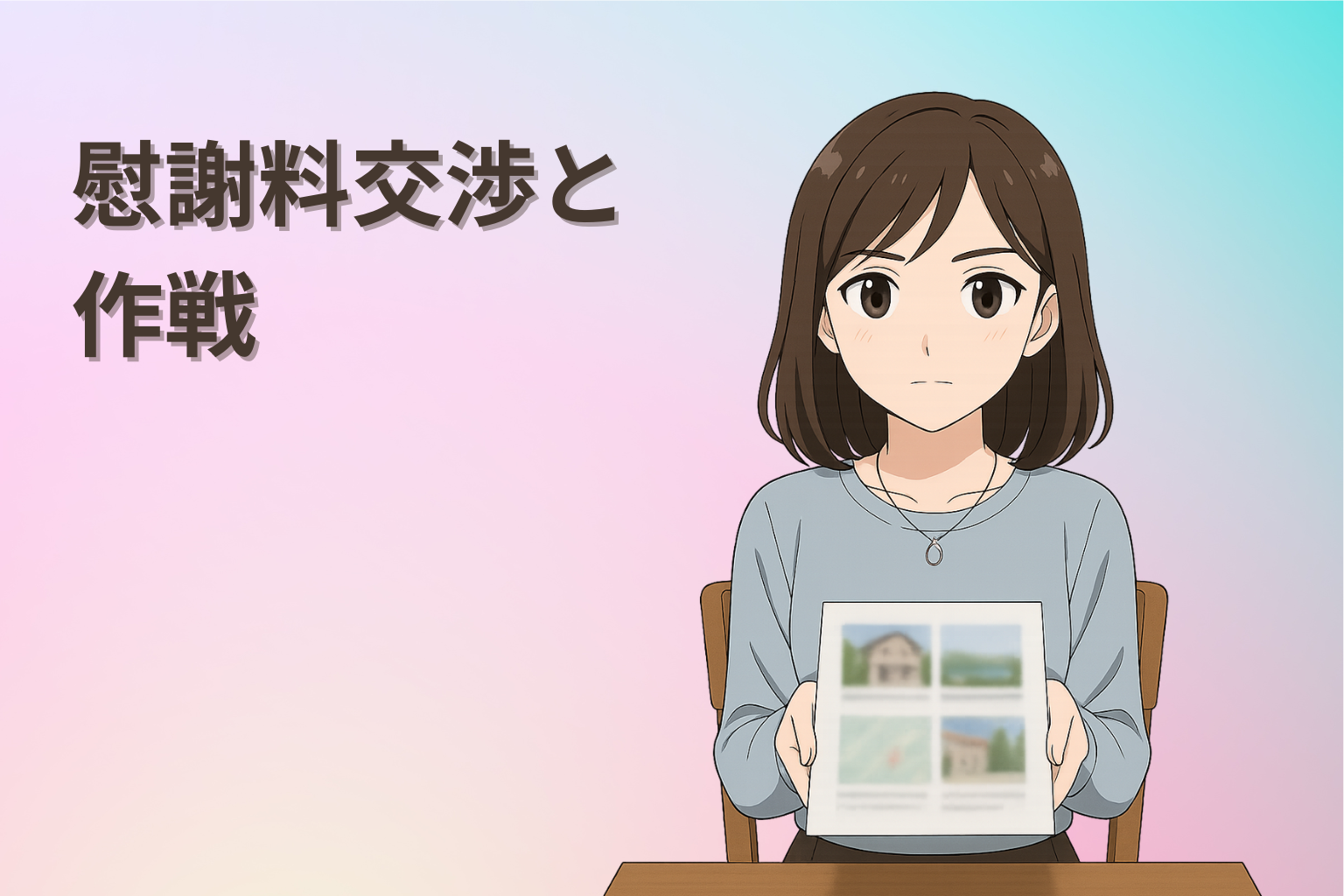 浮気相手と慰謝料について冷静に交渉する女性のイラスト