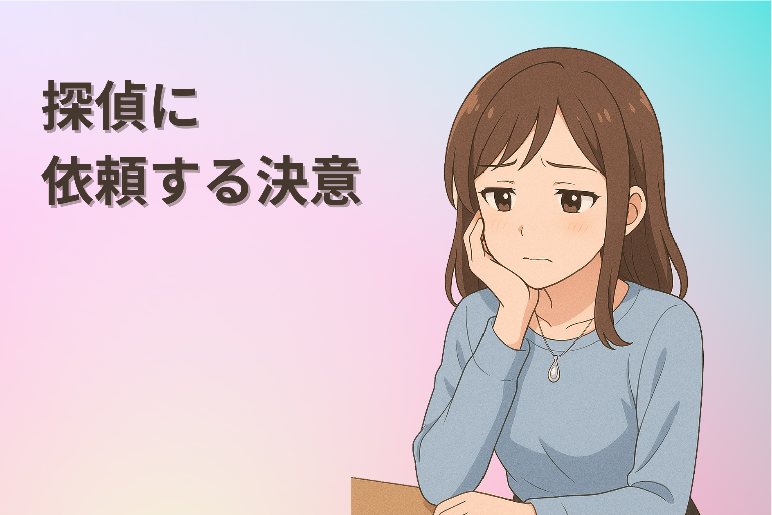 浮気調査のために探偵に依頼を決意する女性のイラスト