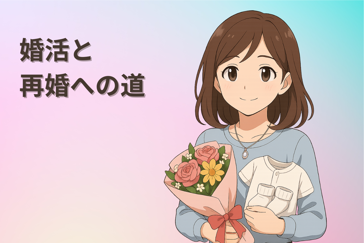 婚活の失敗を乗り越えて再婚を果たした女性のイラスト