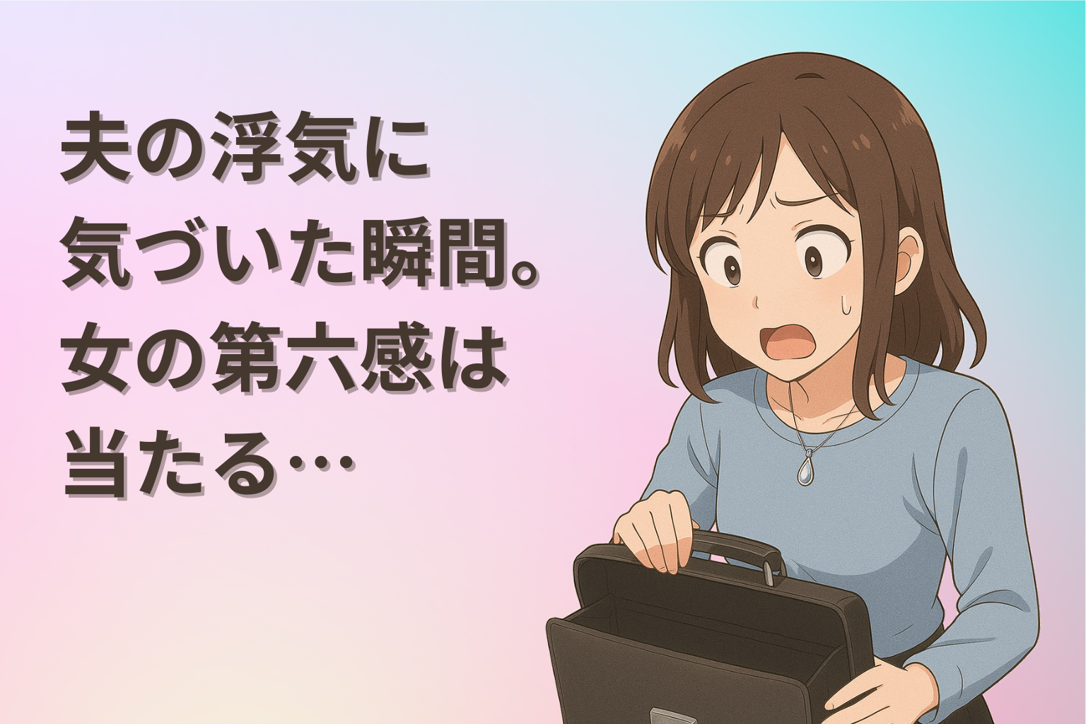 夫の浮気に気づき証拠を見つけた女性のイラスト